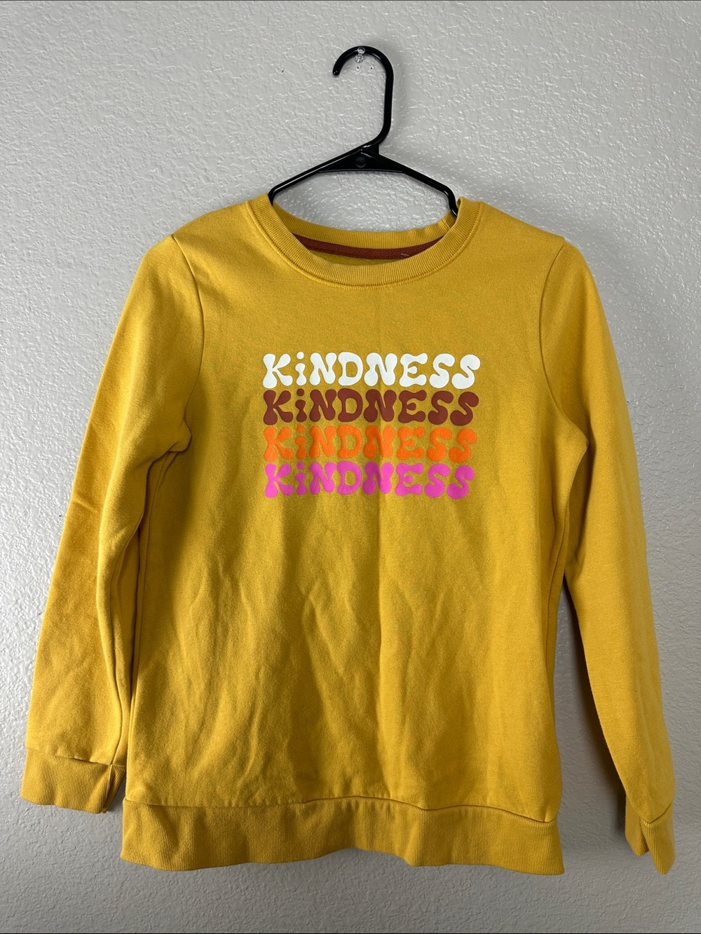 Cat & Jack Yellow “Kindness” Graphic Sweatshirt with Rust Trim Size XL